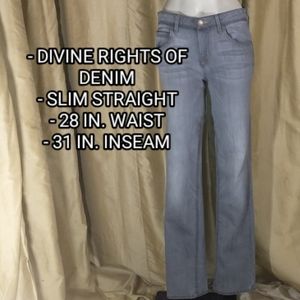 Divine Rights of Denim Gray Slim Straight Jeans. Size 28.